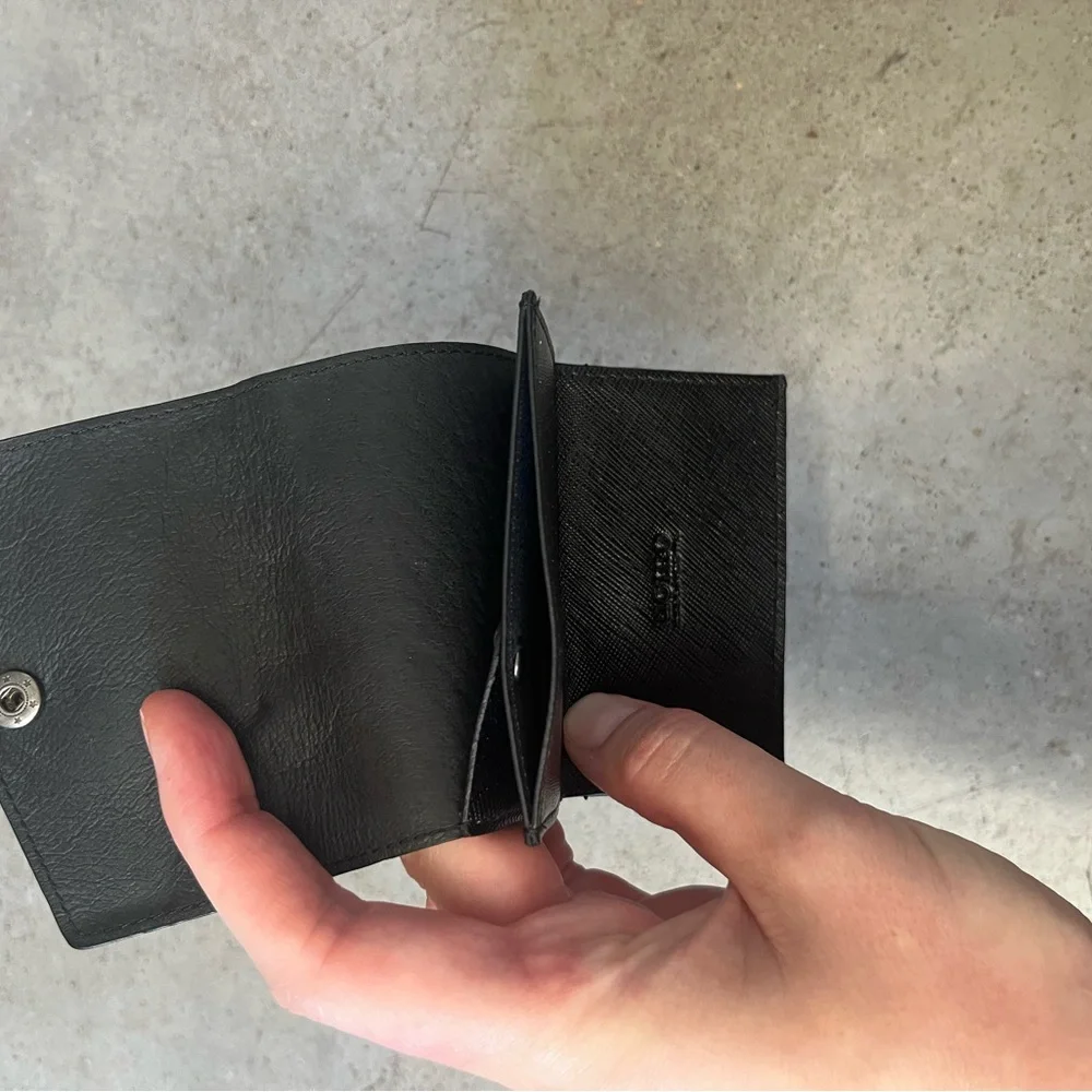 Black Saffiano Leather Snap Wallet